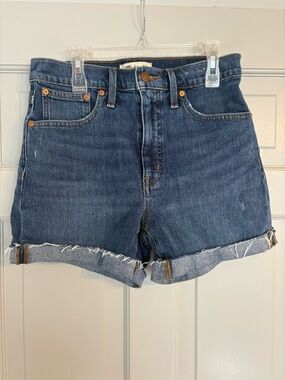 Madewell Size 27 Denim Roll-Cuff High Rise Shorts in Dark Blue Wash 3.5in inseam